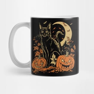 Vintage Halloween Black Cat Witch Retro Cute Super Cool Best Gift Mug